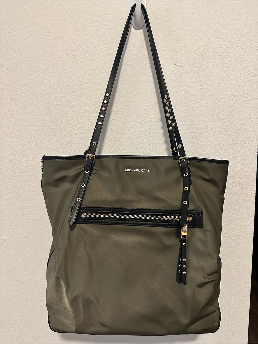 Michael Kors Olive Gray and Black Tote Bag